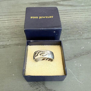 Silver and Black Dragon Ring Design Size 8.5